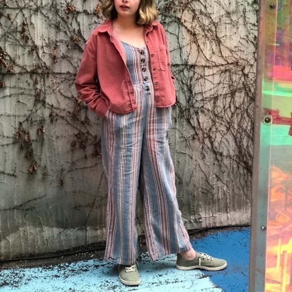 American Eagle Striped Strappy Jumpsuit XS